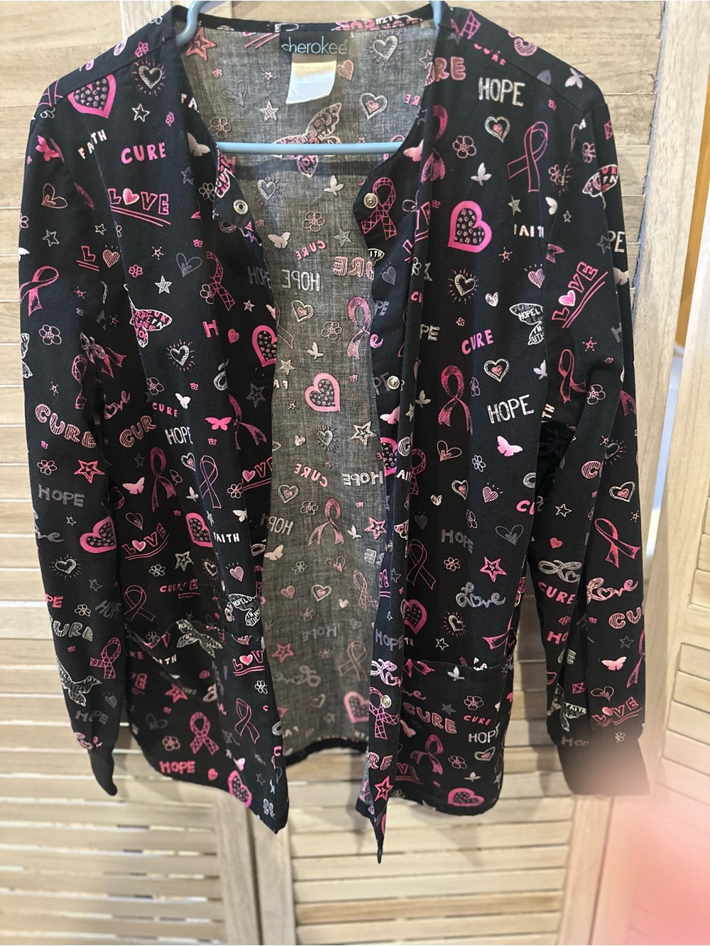 Cherokee Black Jacket with Pink Awareness Print
